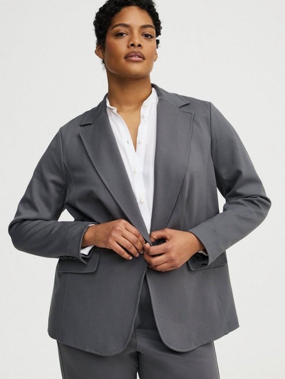 Studio By Torrid Grey Tailored One Button Blazer Jacket Size 5X